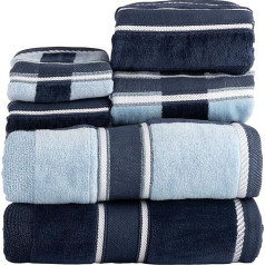 Lavish Home 100% Cotton Oakville Velour 6 Piece Towel Set, Navy
