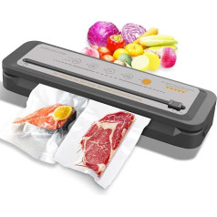 MegaWise Vacuum Sealer Machine, 2023 Updated, 80 kPa Suction Power, Bag and Cutter Included (Grey with 4 Food Type)