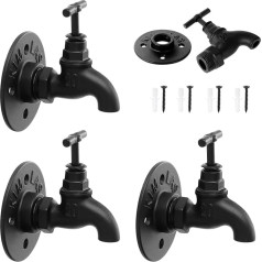 Pack of 4 Vintage Style Industrial Iron Pipe Coat Hooks, Tap Design, Coat Hooks, Wall Pipe Hooks, Clothes Hanger Holder, Towel Hook, Tube Iron for Bag, Umbrella