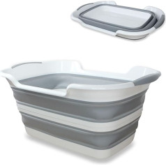 FISHTEC - Maxi Foldable Laundry Basket 2 Handles - Capacity 27 L - Retractable Storage Box or Compact Cleaning Container - Laundry Bin Fits Anywhere - Rubber - 60 x 39 x 27 cm