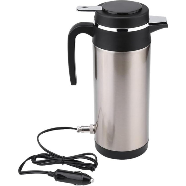 12V Portable Stainless Steel Car Kettle Electric Kettle for Water Coffee Drinks Heater 1200ML 12V Stainless Steel Kettle Travel Thermos Flask Heating Water Bottle