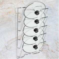 Estink Pot Lid Holder, Holder for Pot Lids, Lid Holder for Hanging, Handy, with 5 Compartments, for Organiser of Hotplates 43.4 x 27.8 x 9.7 cm