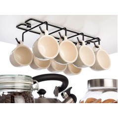 Hook for Cups Cup Holder Cabinet Storage for 8 Cups Metal Hook for Hanging Under Thick Cabinet Holder Black Hanger Hook Rack Base Cabinet