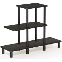 Furinno 18139EX/BK Decorative Shelf with 3 Levels, Wood, Espresso/Black, 29.49 x 94 x 70.69 cm