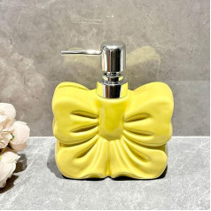 Hosoncovy Ceramic Liquid Soap Dispenser with Pump, Bottle Dispenser, Refillable, Hand Wash Liquid Lotion Glass Dispenser for Bathroom, Countertop, Kitchen (Yellow)