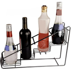 Natudeco Wire Bottle Holder 4 Compartments Clear Syrup Bottle Holder Stainless Steel Compartment Wire Bottle Holder Wire Spice Rack for Kitchen Coffee Bar