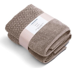 Badetuch aus 100 % türkischer Bio-Baumwolle, einzigartiges Design und hochwertiges Zero Twist Garn, hervorragende Weichheit und Saugfähigkeit, LuxTouch Active, 70 x 140 cm, Khaki, 2 Stück