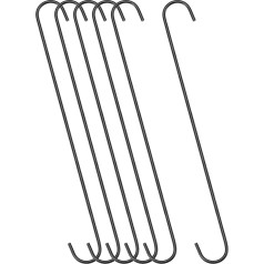 sourcing map 6 Pack 400mm Extra Long Steel S Hooks for Indoor Outdoor Garden Bathroom Closet Workshop Kitchen Black