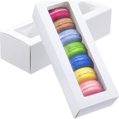 Pack of 30 White Macaron Boxes for 5 to 7 Macaron, Bakery Boxes with Window, Doughnut Box, Kraft Paper Gift Box, Biscuit Box, Dessert Boxes, Biscuit Gift Box, Strawberry Boxes for Pastries,