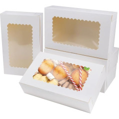 KEYIDO® Pack of 20 Candy Boxes with Window, 10 x 6 x 2.5 inches, White Bakery Box, Pastry, Muffin, Cookies, Cupcake, Cake, Biscuits, Packaging for Christmas, Baby Shower, Birthday, Wedding