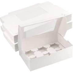 SEUNMUK 40 x 6 Holes Cupcake Boxes with Window Cardboard Storage Boxes Muffin Mini Cake Cookies 23.5 x 15.8 x 7.5 cm White