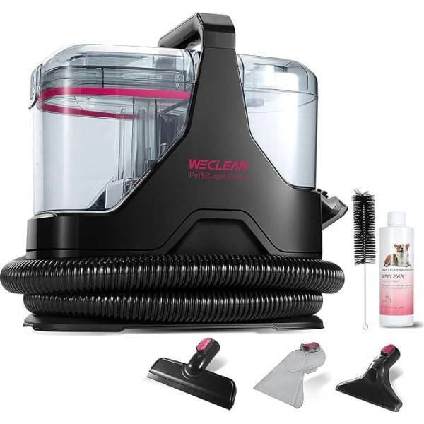 WECLEAN C3 Wet Vacuum Upholstery Cleaner Device Stain Cleaner for Carpets, Sofas, Stairs, Windows, Mirrors, Upholstery, Cars, 600 Watt, 15 KPa, Black/Pink