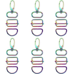 The Lord of the Tools 18 Pieces Buckles Rainbow Hook Swivel Colorful with D-Rings and Sliding Buckle for Making Dog Collar Handbag Craft Material