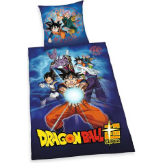 Herding Dragonball Super Bed Linen, Pillowcase 70 x 90 cm with Zip and Reversible Motif, Duvet Cover 140 x 200 cm, with Zip, 100% Cotton/Renforcé