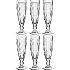 Leonardo Brindisi 021595 Champagne Glasses Set of 6 Dishwasher Safe Prosecco Goblets Champagne Glass with Stem Facet Cut Goblet Glasses 140 ml