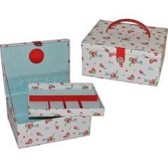 2-Piece Sewing Basket XL Large with Insert and Pin Cushion - Erberries Flowers Fabric - Sewing Box - Colourful Handmade Basket