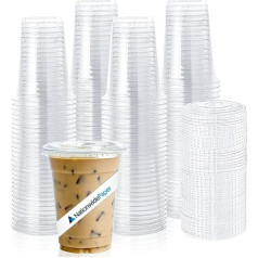 Nationwide Paper 25 Pack Crystal Clear Smoothie Cups with Flat Lids Perfect for Iced Coffee, Milkshake, Slurpee, Ice, Razzle, Slush, Smoothy, Party, 12oz