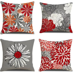 Pillow Covers 60x60 Set of 4 Modern Floral Decorative Square Pillow Covers Grey Daisy Cushion Cover Decorative Floral Cushion Cover for Home Sofa Outdoor Decoration