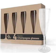 MyDrinkglass Plastic Champagne Glasses Givet 190 ml - Champagne Glasses Set of 4 - Champagne Glasses Plastic Glasses Set - 4 Camping Glasses Unbreakable