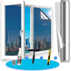 UV Window Film Sun Protection 75 x 200 cm Mirror Film Window Privacy Protection Sun Protection Window Interior Privacy Film Window Opaque from Outside Thermal Film Against Heat Silver