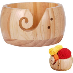 Yarn Bowl for Wool, Yarn Holder Wooden Knitting Bowl 15 x 8 cm, Wool Bowl Yarn Bowl Wood, Crochet Yarn Bowl Prevents Tangling, Yarn Holder Wool Wooden Yarn Bowls for Crochet for Knitting Crochet