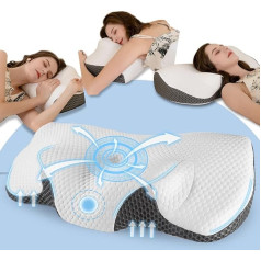 Neck Pillow Orthopaedic Pillow Neck Pain Made of Memory Foam Pillow, Ergonomic Pillow for Optimal Support, Neck Support Pillow for Sides, Back Sleepers and Stomach Sleepers
