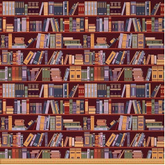 Upholstery Bookcase Fabric for Chairs, Retro Library, Outdoor Fabric by The Yard Vintage Watercolor Effect Painting Fabric for Upholstery and DIY Projects, 92x150cm, Pink