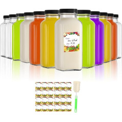 Glass Drinking Bottles with Lids, Vintage Water Bottles, Reusable Drinking Glasses with Lids for Milk (450ml)