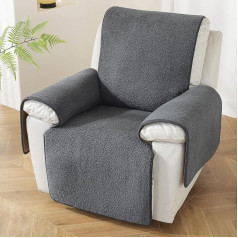 Royhom Thick Lambskin Cover Sofa Cover 1 Seater, Sofa Protector Non-Slip for Leather Couch, Washable, Super Soft Sofa Cover, Dark Grey Couch Cover for Kids and Pets (Dark Grey, 1 Seater)