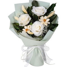 Lovionus89 Eternal Love - Preserved Bouquet, Natural Durable Real Roses as Decoration for Valentine's Day, Mother's Day, Birthday and Anniversary, White