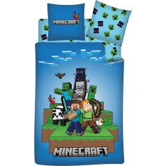 Minecraft Ready to Survive 3-Piece Bedding Set Duvet Cover 140 x 200 cm + Pillowcase 63 x 63 cm + Fitted Sheet 90 x 190 cm