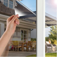 WAENLIR Disposable Window Privacy Film Anti UV Heat Control Static Cling Reflective Window Tint for Home Office Daytime Running Time Non-Adhesive (Black Silver, 90x200cm)