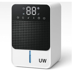 Dehumidifier, Electric Dehumidifier, UW Smart D1C, Quiet and Electric Dehumidifier for Moisture in Rooms up to 20 m², 350 ml/Day (1.2 L), Night Mode, Energy-Saving Air Dehumidifier