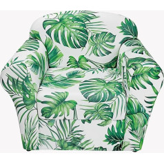 Arquiel Armchair Protector, 2 Pieces, Armchair Cover with Elastic Stretch Cover, Sofa Cover, 1 Seater Chair Covers, Printed Sofa Protector with Armrest, Soft, Non-Slip (Green Plants)