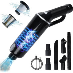 KeautFair Wireless Handheld 120W/15000Pa Vacuum Cleaner Mini Multifunction Portable Lightweight Rechargeable 2 Washable HEPA Filters for Pet Hair / Car / Home for Wet and Dry (Black)