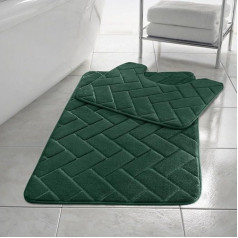 Block Memory Foam Bath Mat, Extra Absorbent, Soft and Comfortable, Non-Slip Bathroom Rug and Pedestal Mat, Green