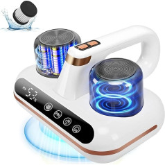 Wireless Mite Vacuum Cleaner with Dust Mite Sensor and Intelligent LED Display, 1000 W Mite Vacuum Cleaner with UV Light, for Allergy Sufferers, Removes 99.9% of Allergens, for Mattresses, Sofas, 2