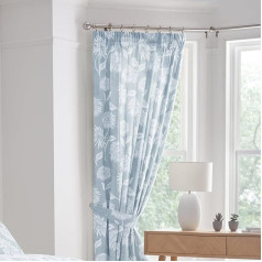 Dreams & Drapes Blue Chrysanthemum Pleat Curtains 66