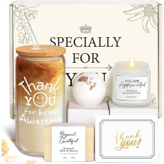 Thank You Gifts for Women, Appreciation Gift for Employees, Appreciation Gift for Coworkers, Great Glass Mug, Gift for Employees, Teachers, Coworkers with Thank You Cards