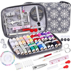 Sewing Kit with Flower Case, Complete Threads and Needle Set, Basic Sewing Accessories, 24 Pieces Thread Spool for Adults, DIY, Home, Travel and Emergency - Compact and Portable