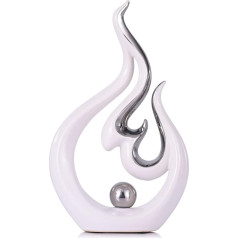 Abstract White Silver Ceramic Statue - Living Room, Dining Room & Office Decorative Accent - Modern Art Centrepiece for Coffee Table, TV Stand - Birthday, Wedding, Special Occasion Gift