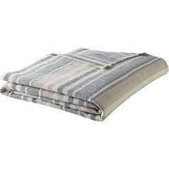 Eddie Bauer 213122 Herringbone Blanket, Twin, Blue Stripe