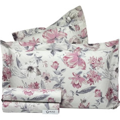 Bettwäsche-Set für Doppelbett aus 100 % Perkal – Bettwäsche-Set mit Rundumgummizug | Oberlaken | 2 Kissenbezüge mit Volant (Utrecht Rosa)
