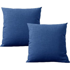Yokamira Pack of 2 Cushion Covers for Pillows Made of Linen Fibres Hypoallergenic and Comfortable Decorative Sofa Living Room Modern Car Bedroom Cushion Cover Blue 45 x 45 cm