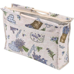 Cosiki Knitting bag yarn organiser bag knitting needle storage, 1 piece exquisite practical wooden handle storage bag made of woven fabric for knitting needles sewing tools (blue flower).