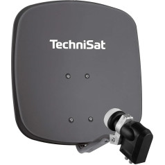 TechniSat DIGIDISH 45 Satellite Dish for 4 Subscribers (45 cm Small Satellite System - Complete Set with Wall Mount, Quattro Switch LNB and On-Pipe Fitting) Grey