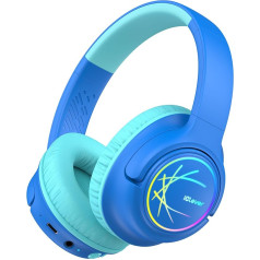 iClever Children's Bluetooth Headphones with LED Lights, 74/85 dBA Volume Limit, 43 Hours Playtime, Stereo Sound, Type-C AUX Cable, Bluetooth 5.3 Children's Headphones for Tablet/Travel
