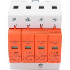 PV Surge Protection AC 420V 20-40KA 4P DIN Rail Lightning Protection Voltage Protection Arrester Protection T2 Surge Arrester for Photovoltaic Solar and Power Supply