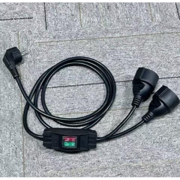 Outdoor Protective Contact Extension Cable with Switch for IP44 Sockets for Home, Office and Outdoor Mains 2 x 1.5mm², Max 250V/16A, 2 Metres, Black
