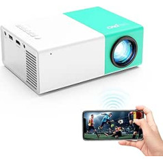 Mini Projector Portable WiFi Projector for Home Cinema, The Screen of the Mobile Phone Can Be Mirrored to the Projector via WiFi or via a Data Cable